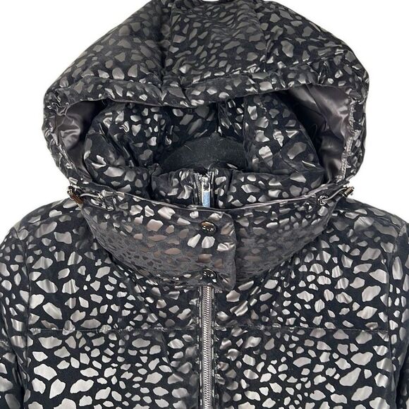 Diane von Furstenberg Metallic Animal Print Down Feather Puffer Jacket Coat Size - Picture 3 of 15